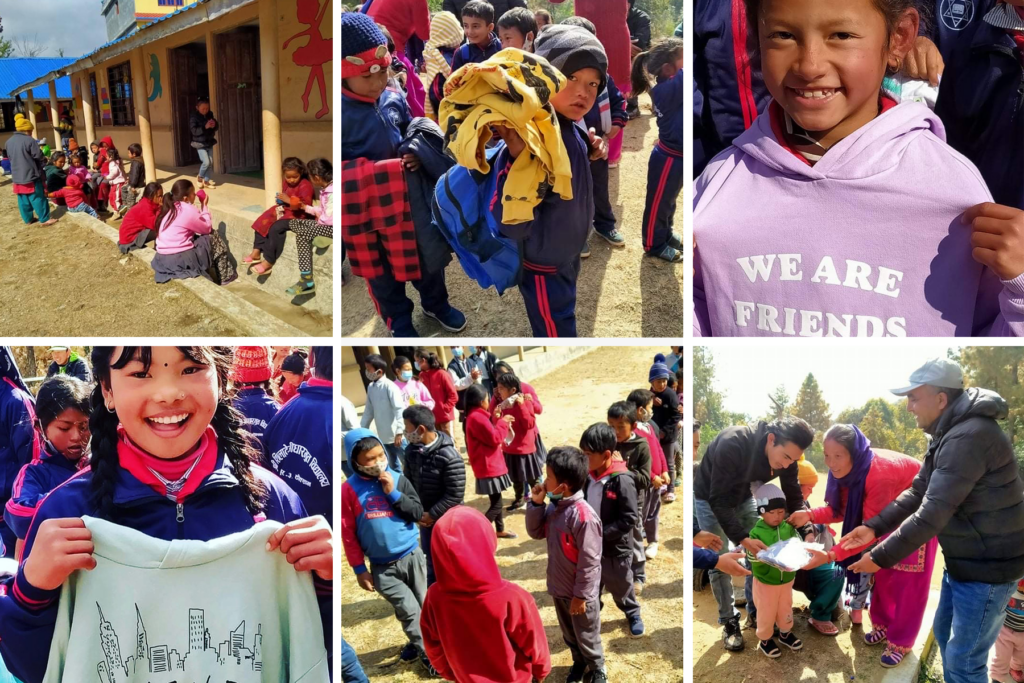 Image of clothing being distributed in Nepal