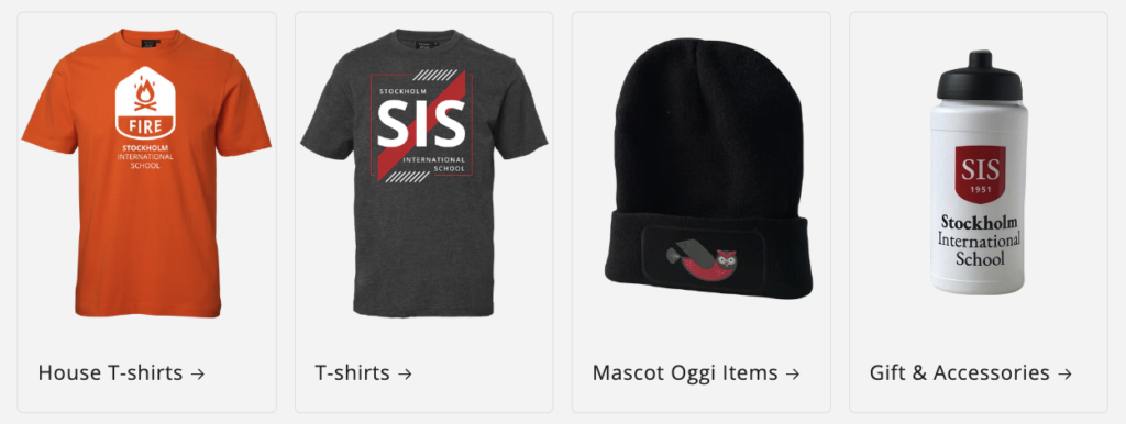 The web shop offers a range of SIS merchandise